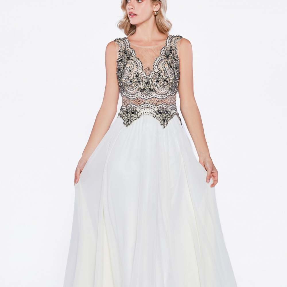 Jeweled Lace Long Prom Dress CDJ748